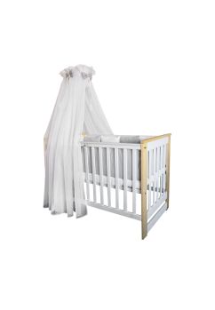 Baldachin voal universal, cu fundite gri cu buline, 560x160cm
