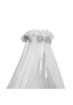 Baldachin voal universal, cu fundite gri cu stelute, 560x160cm