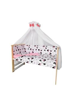 Baldachin voal universal, cu fundite minky roz, 560x160cm