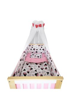 Baldachin voal universal, cu fundite minky roz, 560x160cm