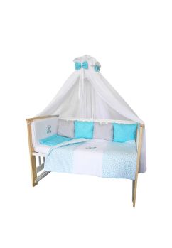 Baldachin voal universal, cu fundite turcoaz cu stelute, 560x160cm