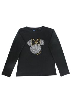 Bluza bumbac, cu imprimeu, love, Minnie, neagra