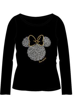 Bluza bumbac, cu imprimeu, love, Minnie, neagra