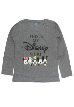 Bluza bumbac, cu imprimeu, This is my Disney shirt, gri