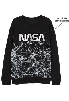 Bluza bumbac, groasa, maneca lunga, Nasa, negru