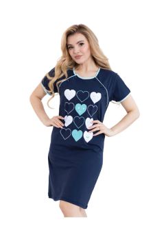 Camasa alaptat, bumbac, Raluca, Hearts, bleumarin