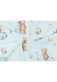 Cearceaf patut, flanel, Urs cu baloane, 140x70 cm, alb