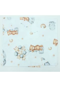 Cearceaf patut, flanel, Urs cu baloane, 140x70 cm, alb