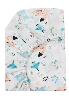 Cearceaf Prichindel, bumbac, Ursuletul cu esarfa roz, 120x60 cm, multicolor