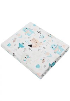 Cearceaf Prichindel, bumbac, Ursuletul cu esarfa roz, 120x60 cm, multicolor