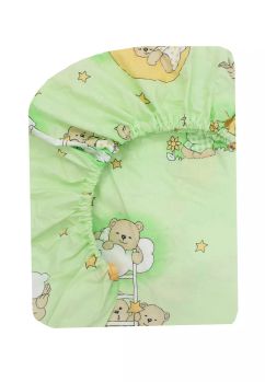 Cearceaf Prichindel, patut 120x60 cm, ursuletul somnoros, verde