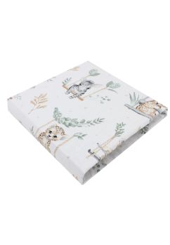 Cearceaf Prichindel, patut, Animalute pe leagan, alb, 140x70 cm