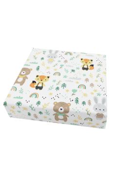 Cearceaf Prichindel, patut, Ursulet cu esarfa verde 120x60 cm
