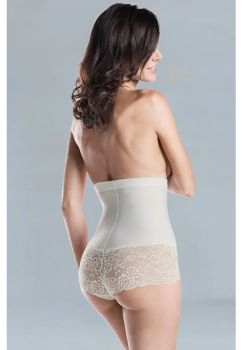 Chilot modelator, cu talie inalta, poliamida, Ina, crem