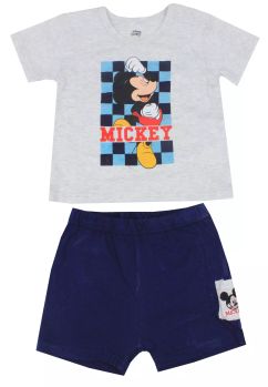 Compleu bebe, 2 piese, Mickey Mouse, gri cu bleumarin