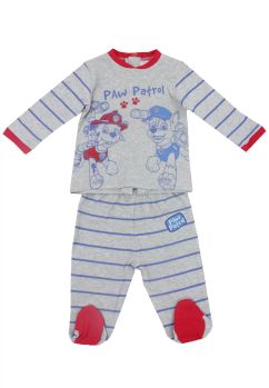 Compleu bebe, bumbac, Paw Patrol, Chasse si Marshall, gri