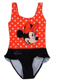 Costum de baie intreg, Minnie Mouse, rosu cu buline