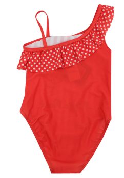 Costum de baie, intreg, Minnie Mouse, rosu cu dungi albe