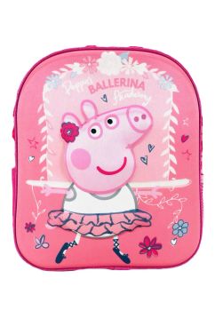 Ghiozdan poliester, 3D, Peppa is Ballerina, roz, 32x11x28 cm