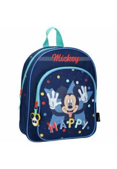 Ghiozdan poliester, Happy Mickey, bleumarin, 31 x 25 x 9 cm