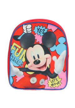 Ghiozdan poliester, Mickey Let is move, rosu, 30 x 26 x 10 cm