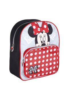 Ghiozdan poliester, Minnie cu buline, gri, 30 x 12 x 25 cm