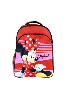 Ghiozdan poliester, Minnie cu buline, rosu, 42 x 17 x 30 cm