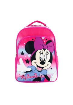 Ghiozdan poliester, Minnie cu stelute, roz, 42 x 17 x 30 cm