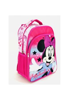 Ghiozdan poliester, Minnie cu stelute, roz, 42 x 17 x 30 cm