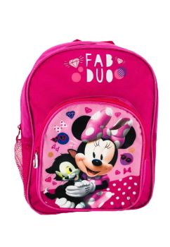 Ghiozdan poliester, Minnie Mouse and Cat, roz, 32x11x28 cm