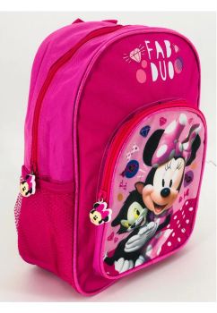 Ghiozdan poliester, Minnie Mouse and Cat, roz, 32x11x28 cm