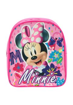 Ghiozdan poliester, Minnie with flowers, roz, 30 x 10 x 26 cm