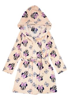 Halat de baie, poliester, Minnie Mouse, crem