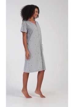 Halat femei, 70% bumbac, Cristina cu buline, gri