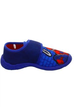 Incaltaminte baieti interior, material textil, cu scai, Spider Man, albastru