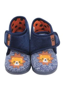 Incaltaminte interior, material textil, Lion, bleumarin