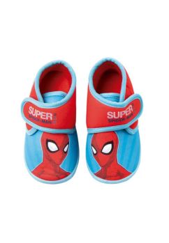 Incaltaminte interior, material textil, Super Spider Man, rosu si albastru