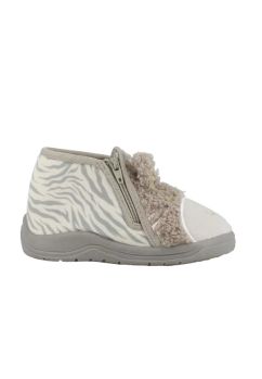Incaltaminte interior, material textil, Zebra, gri