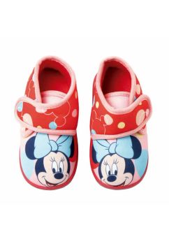 Incaltaminte material textil, cu scai, Minnie Mouse cu fundita, rosu