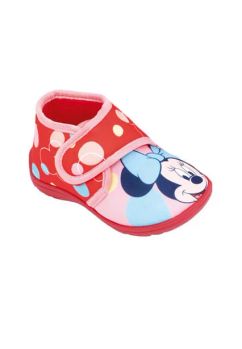 Incaltaminte material textil, cu scai, Minnie Mouse cu fundita, rosu