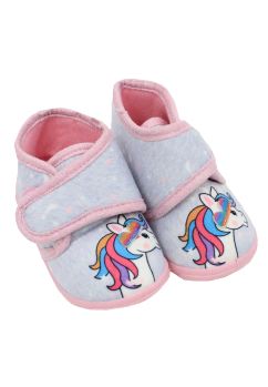 Incaltaminte material textil, cu scai, Unicorn, gri