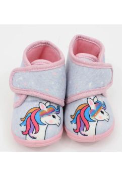 Incaltaminte material textil, cu scai, Unicorn, gri