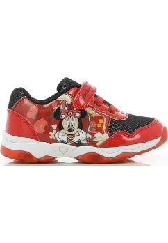 Incaltaminte sport, Minnie, cu beculet, rosu cu negru
