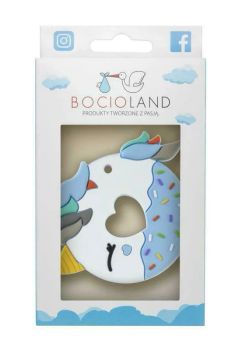 Jucarie dentitie, silicon, Donut unicorn, multicolor, 6 x 6 cm