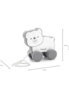 Jucarie educativa pentru copii, din lemn Ursuletul teddy, gri