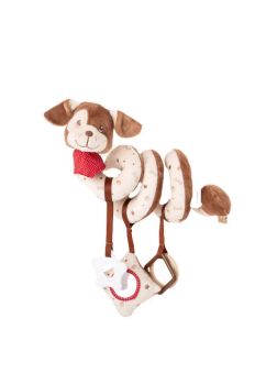 Jucarie pentru carucior spirala, Catel cu esarfa, maro, 28 cm