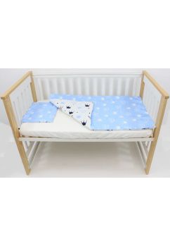 Lenjerie 3 piese, 2 fete, coronite Prince albastru, 120 x 60 cm