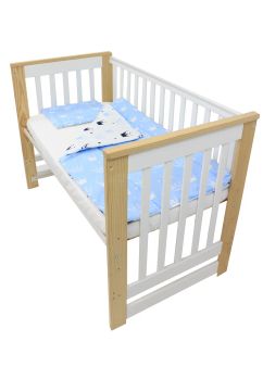 Lenjerie 3 piese, 2 fete, coronite Prince albastru, 120 x 60 cm