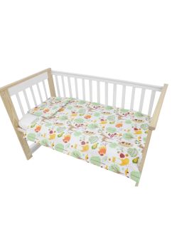 Lenjerie 3 piese, bumbac, Bufnite si caprioare, multicolor, 120x60cm