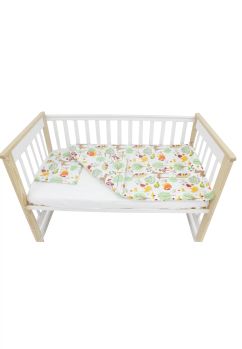 Lenjerie 3 piese, bumbac, Bufnite si caprioare, multicolor, 120x60cm